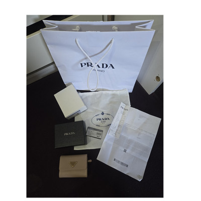 PRADA SaffianoDamen Geldbörse Leder beige goldfarbenes Logo MH052