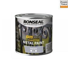 Image of Ronseal 39188 Direct To Metal Paint Steel Grey Satin 250Ml