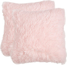 Sienna Large Pink Cushion Covers 55X55, Pink Fluffy Cushion for Living Room Bed 