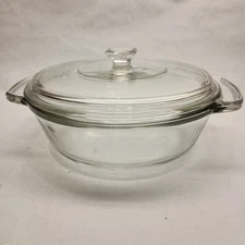 Anchor Hocking Ovenware 1037 Round Casserole & Lid 1.5 Quart 8.25” Clear Glass