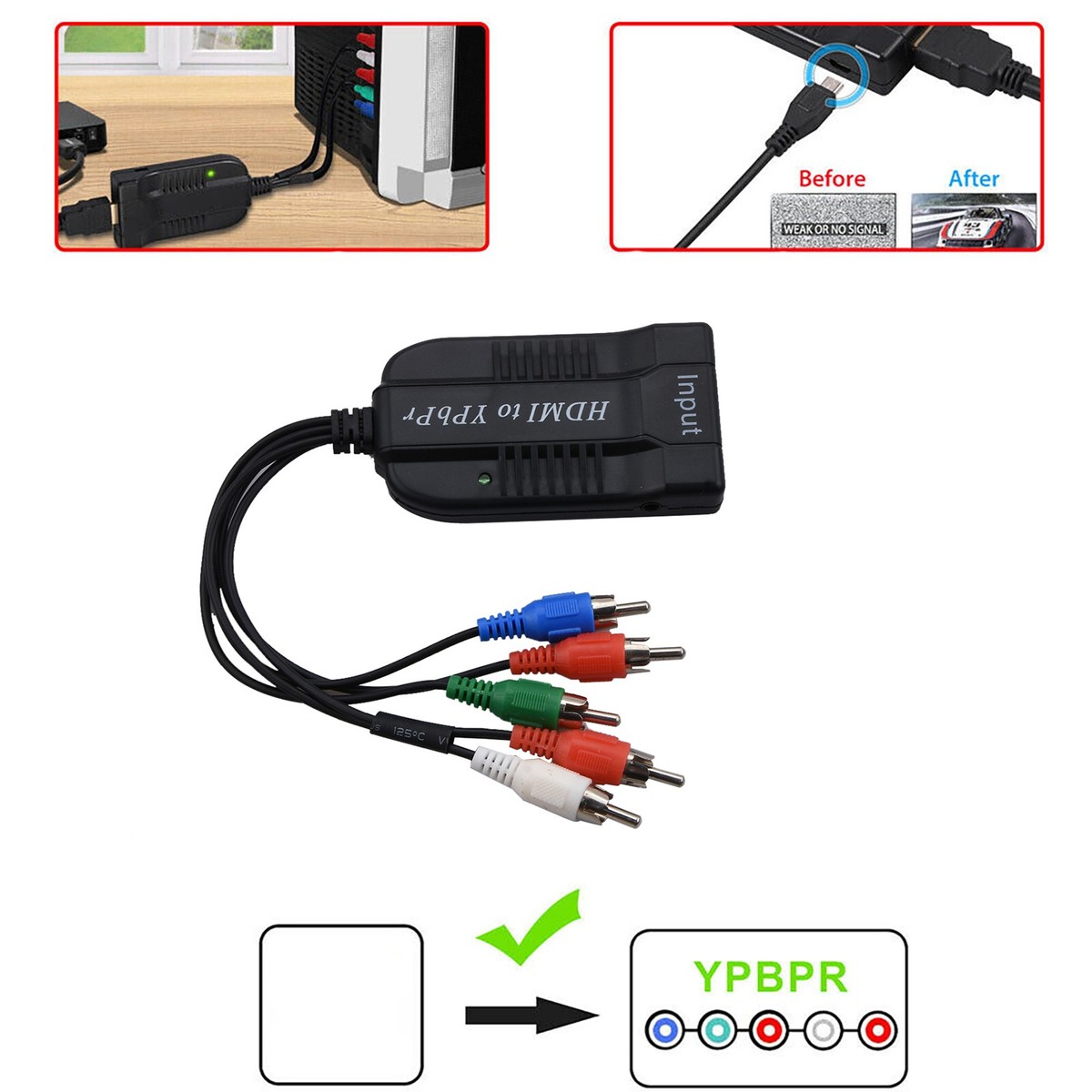 HDMI to 1080P YPBPR Component Video 5RCA RGB Converter Adapter R/L