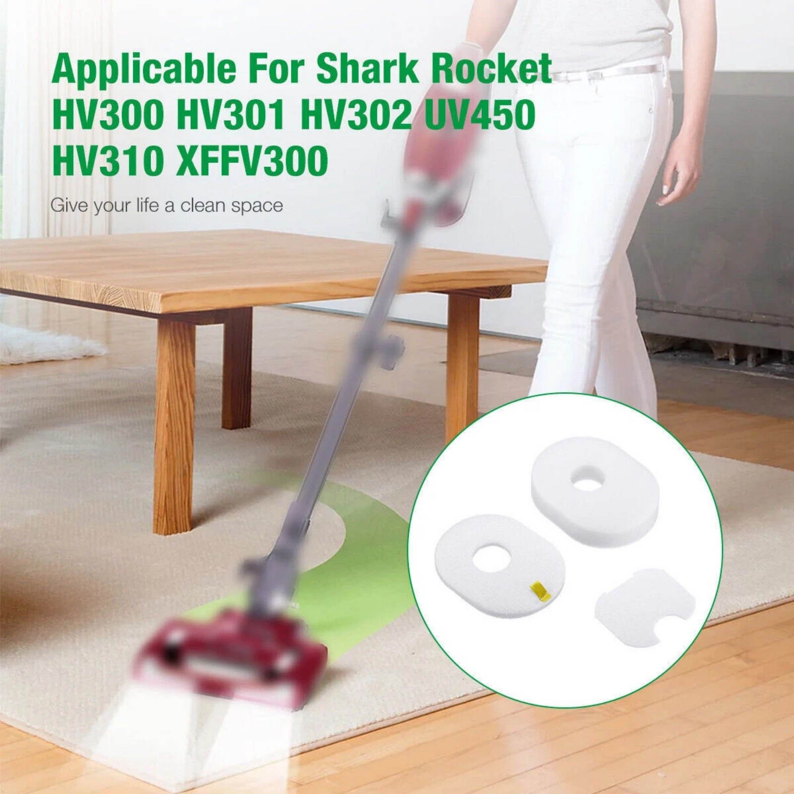 4 Pack Professional Filter Replacement for Shark Rocket Vacuum HV300 HV301 HV292