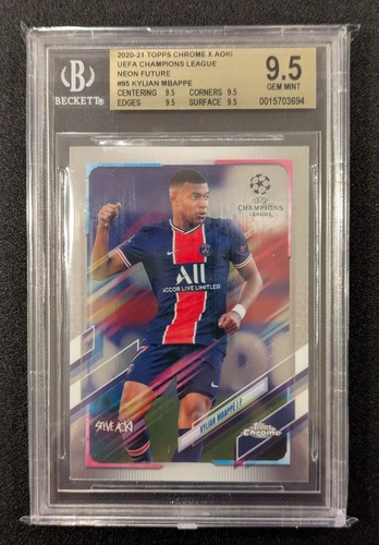 Kylian Mbappé ⚽ 2020-21 Topps Chrome X Aoki UCL Neon Future #95 ⚽ BGS 9.5 ⚽ PSG