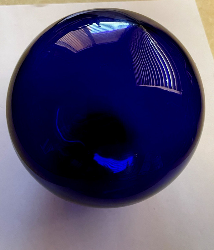 Vintage Cobalt Blue Hand-Blown Glass Fishing Float Orb Buoy Ball Globe 6" D