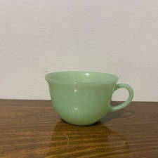 Fire King Tea Cup Green Jadeite Oven Ware Flower Pattern Anchor Hocking Vintage