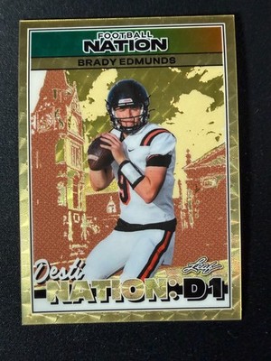  2025 Leaf Football Nation Brady Edmunds #D1B-2 Destination D1 OSU 1/1