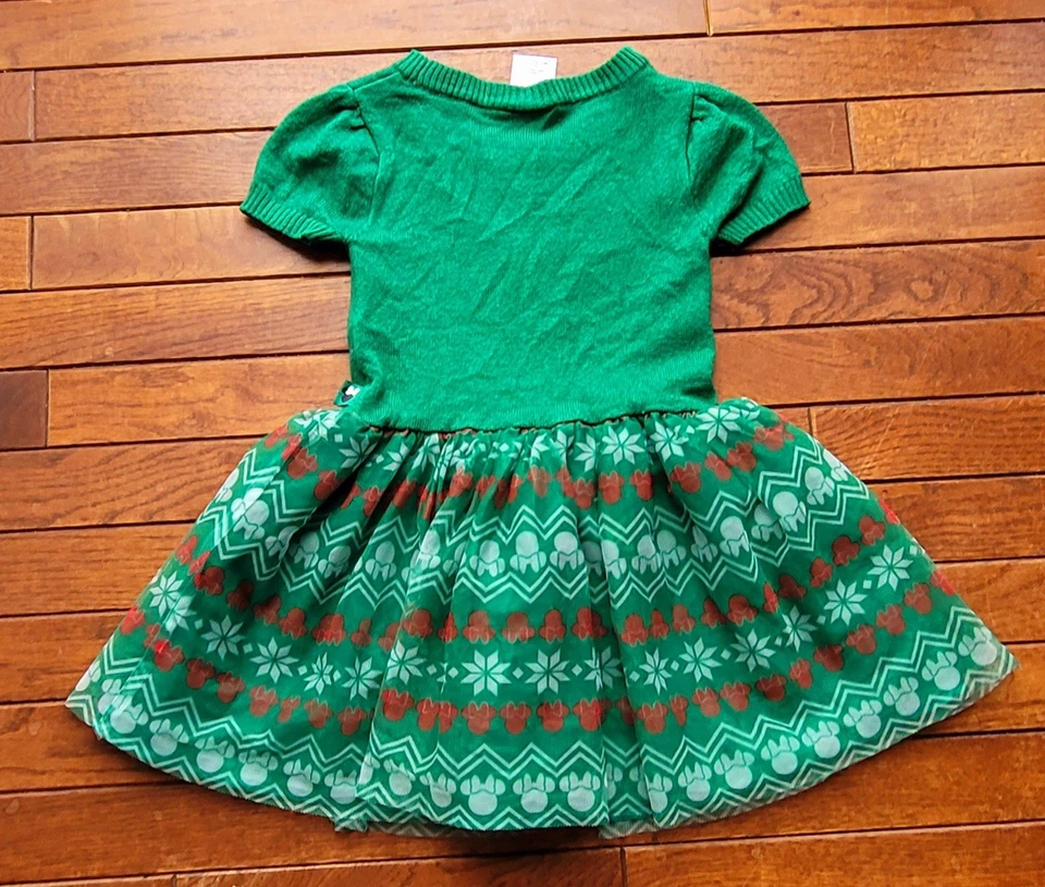 DISNEY Рождество MINNIE MOUSE зеленый тюль свитер платье размер XS (4-5) - Изображение 4 из 4