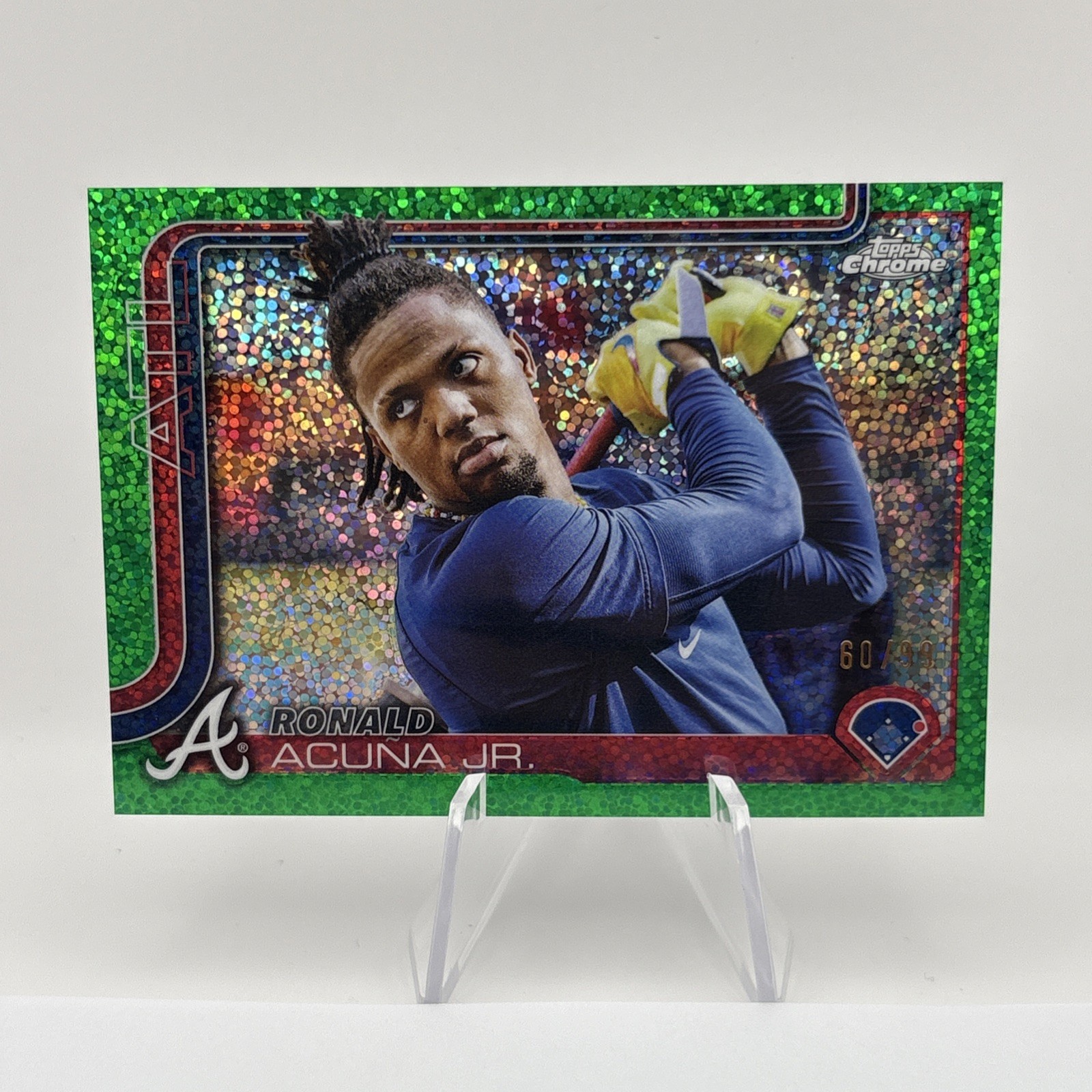 Ronald Acuna Jr 2025 Topps Chrome Green Speckle /99 IMAGE VARIATION #257 Braves
