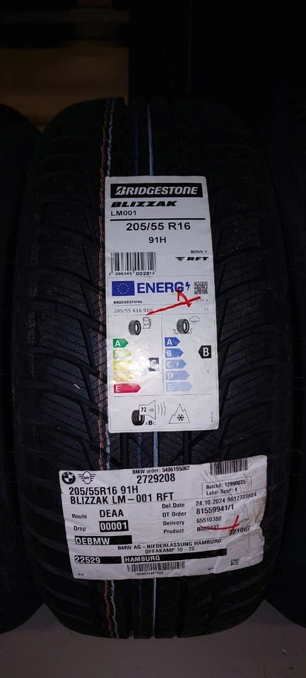 Winterreifen Bridgestone Blizzak LM-001* in 205/55R16 91H DOT 2724 mit Runflat - Bild 1 von 1