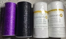 4 Rolls Glitter Tulle 6 In X 8 Yards 2 New White, 1 Black, 1 Purple Used
