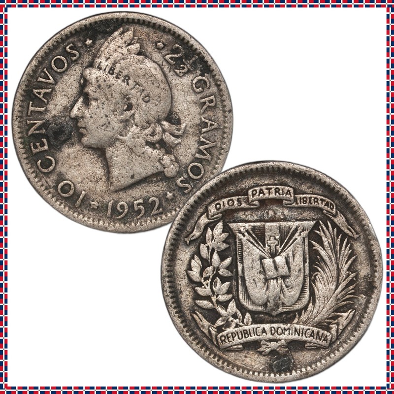 Dominican Republic - 10 Centavos - 1952 - KM#19 - Silver .900 - 0.072 ASW