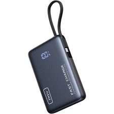 INIU Pocket Power 10K 20W Power Bank w/ Built-In USB-C Cable