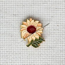 Sunflower Enamel Needle Minder, Needlepoint / Cross Stitch Magnet