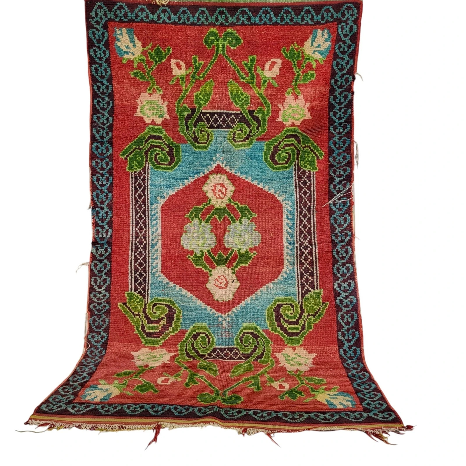 Monumental Vintage Moroccan 100% Wool Rug Hand-Knotted Berber Masterpiece Carpet