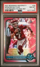 SPENCER RATTLER~2021 Bowman University Chrome 1st PINK REF PSA 8