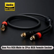 ​​Premium RCA Y-Splitter Cable Gold Plated - OFC Copper Noise Free Audio Adapter