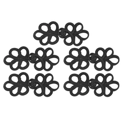 5 Paare chinesische Knoten Frosch Knöpfe Verschluss Schwarz, 3,15x1,38 Zoll - Bild 1 von 4