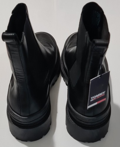Tommy Hilfiger Foxing Leather Ankle Chelsea Boots Black Size 10 eu 44 - Picture 5 of 8