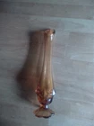 Amber Glass Decorative Vase Glossy Vintage Fenton