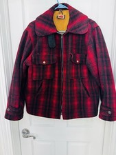 Woolrich Red Black Buffalo Plaid Wool Hunting Jacket Size 40 1940/50s Era