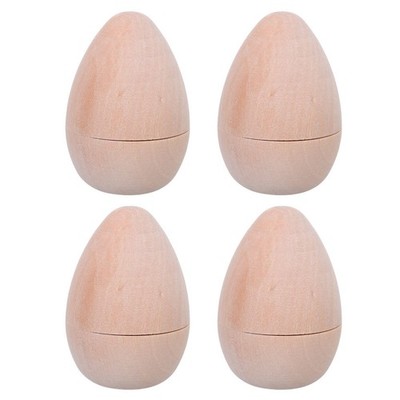 4 Pcs Hohles Ei Aus Holz Bemalbares Rohling-ei -Osterei Ostereiersuche