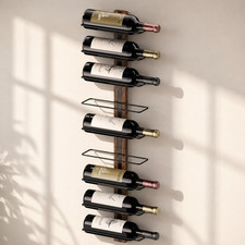 Wall Mounted Wine Rack With Solid Wood Backboard 9 Bottle Storage Modern
