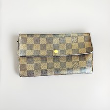 Louis Vuitton Brown Damier Ebene Check Envelope Snap Wallet w/ Zip Coin Pouch