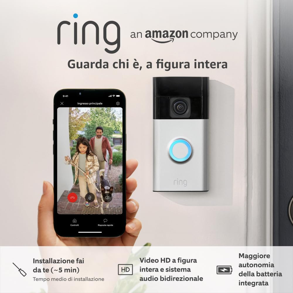 Smart Doorbell 2024 a Batteria | Visione 1:1 e Notifiche AI