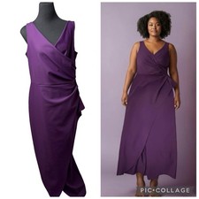 Alex Evenings Dress Women's Slimming Plum Long Maxi Ruched SZ 16 Contour Collect