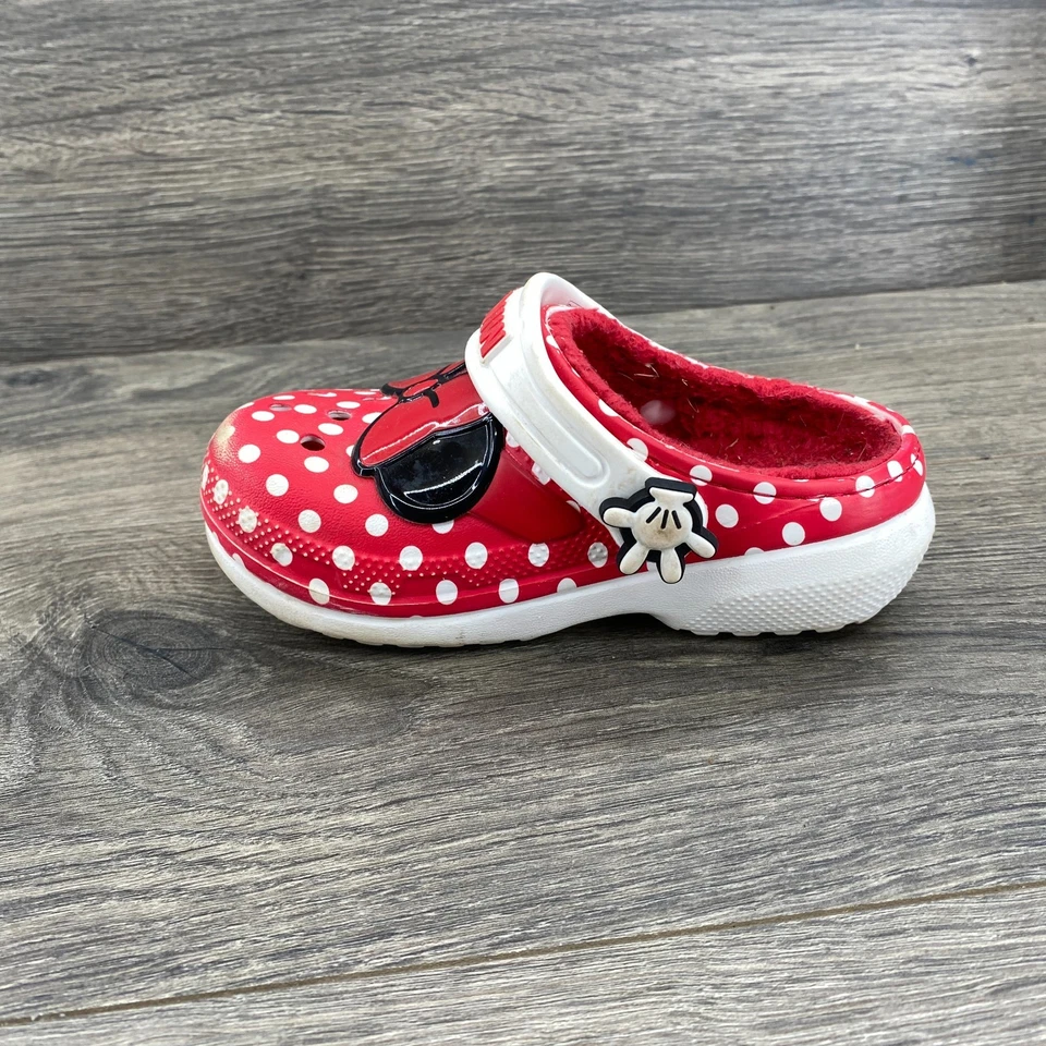 Crocs Disney Mickey Minnie Mouse Polka Dot Clogs Shoes Kids' Size 8C Red White - Image 4 of 4