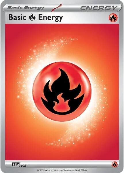 Basic Fire Energy 2 Reverse Holo Pokemon MEE: Mega Evolution Energies NM