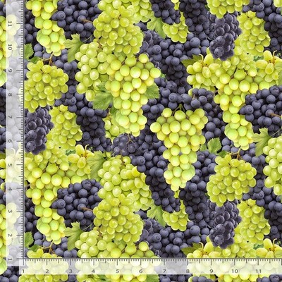 Wine Bar Fabric | Packed Grapes Green Purple | Timeless Treasures YARD
