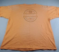 VTG Kalik Beer Shirt Mens XL Orange Bahamas Brewery Fresh Trashed Flaws READ