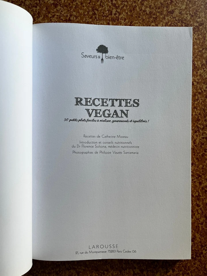 # Livre de Recettes - Recettes VEGAN - 50 recettes - éd. Larousse - Photo 3/4