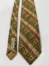 The Liebert Tie Works Men's Neck Tie Green Orange Striped  Vintage