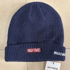 Wacko Maria Guilted parties High Times blue embroidered beanie Acrylic NWT Japan