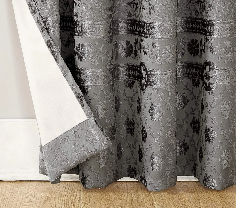 Elidah Medallion Bonded Velvet Thermal Extreme Total Blackout Grommet Curtain... - Image 3 of 4
