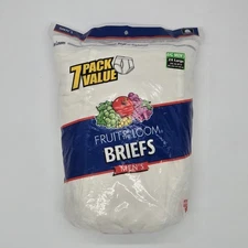 Vintage 2005 Men’s Fruit Of The Loom White Cotton Briefs 7 Pack Size 2XL NEW