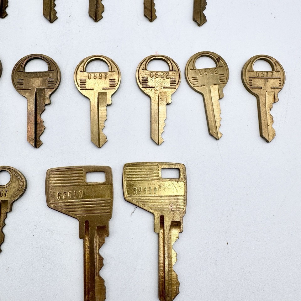 Vintage Master Lock Keys Lot Of 24 Different Shapes Sizes Walking Lion ...