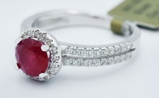 GENUINE 1.17 Cts RUBY  WHITE SAPPHIRE RING .925 Sterling Silver - NEW WITH TAG