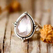 Rose Quartz Ring 925 Sterling Silver Band Statement Ring Handmade Ring All Size