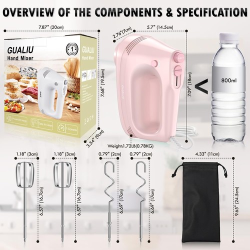Hand Mixer Electric Kitchen Aid Mixer Handheld Mixer 5 Speed Cake Mixer - Picture 7 of 7