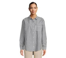 Time and Tru Women's Oversized Shirt with Long Sleeves Black Soot Size S 4-6