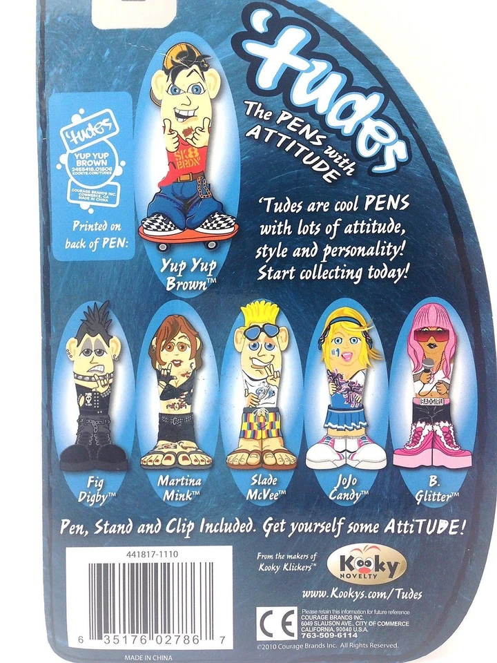 Nuevo Tudes Kooky Niños Click Pen Fiesta Yup Yup Marrón Actitud Cinturón Clip Skate Dude Foto 3 de 4