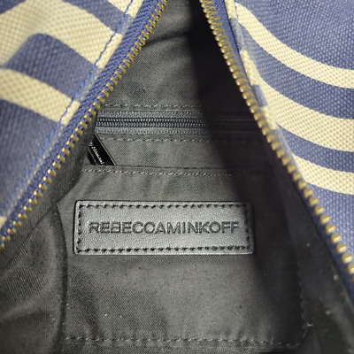 Rebecca Minkoff Julian Canvas Backpack Navy Blue Stripes  display picture 1
