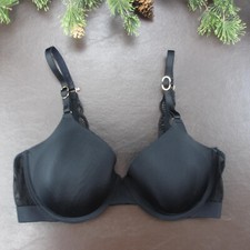 Secret Treasures Bra 36D Black Lace Underwire Padded Adjustable Clasp Back