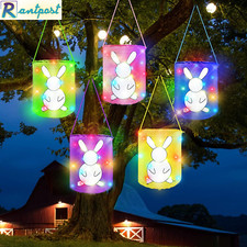Easter Outdoor Decorations 5Pcs Total 100 Leds Easter Lights, Hanging Easter Bas