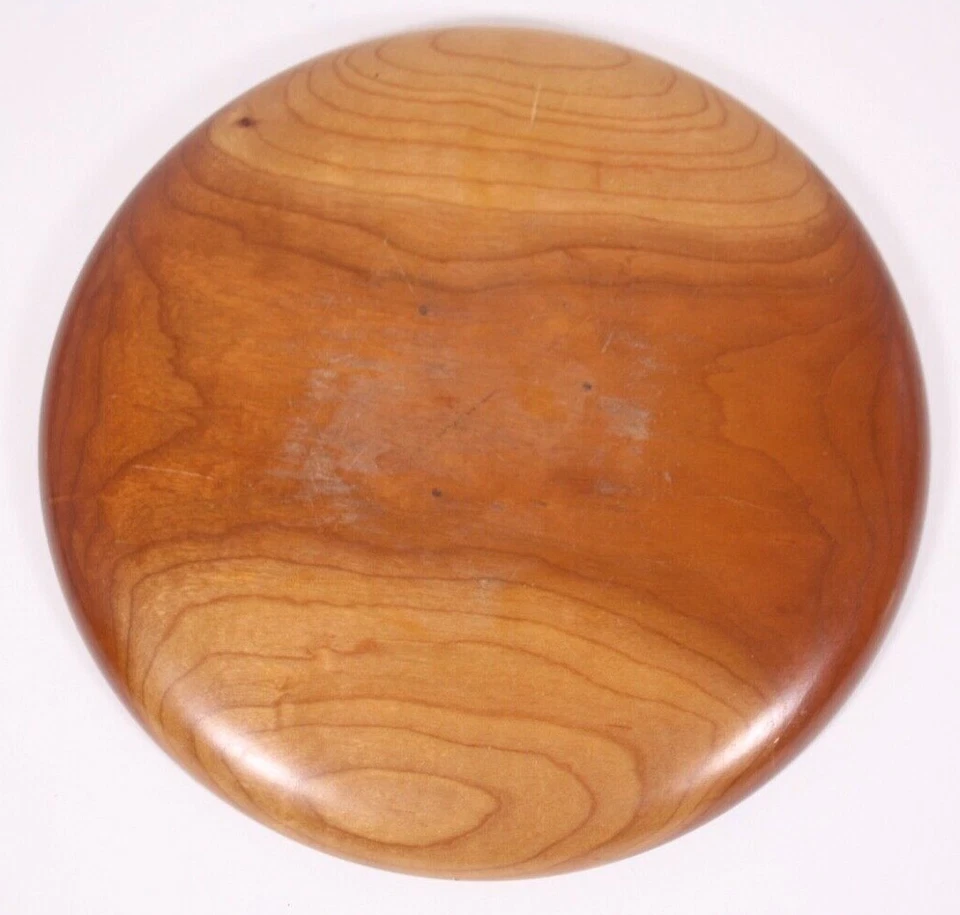 Hand Turned 10” Vtg Genuine Cherry Wood Art Studio Plate Platter Serving Charger - Image 2 of 4