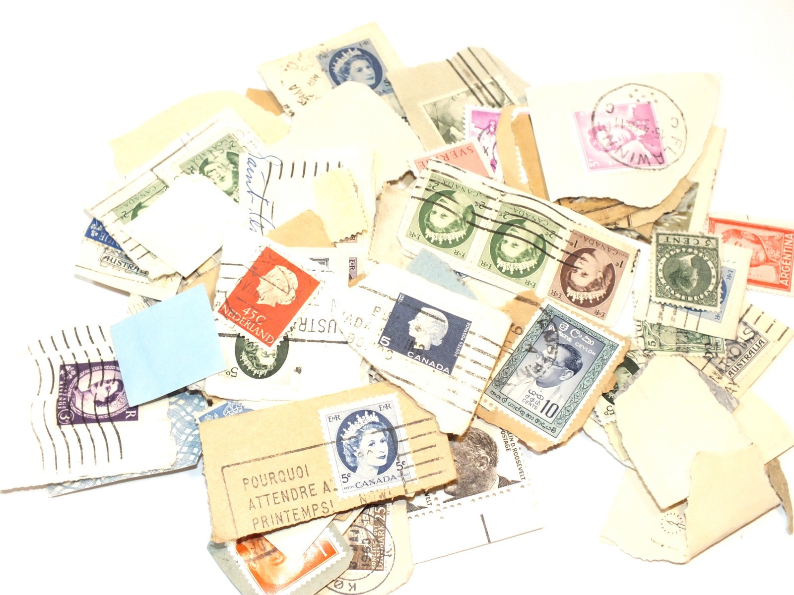 Vintage Postage Stamps Cancelled Foreign Stamps People Lot of 100 Junk