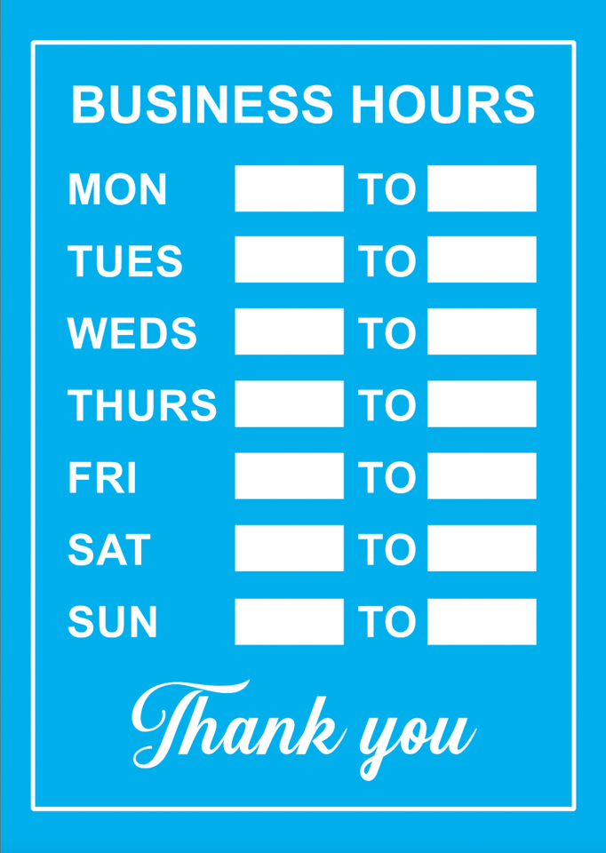 Shop Business Retail Opening Times Business Hours Blank Poster Print